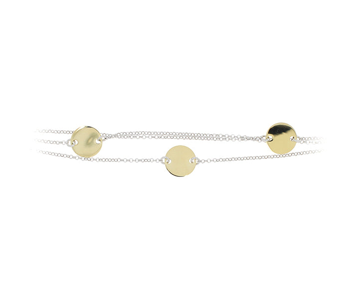 Damenarmband mit 3 Gravurplatten Silber vergoldet