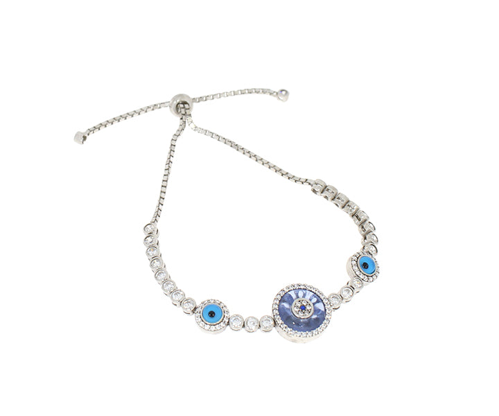 Damenarmband ziehbarer Verschluss Nazar mit Steinen Silber
