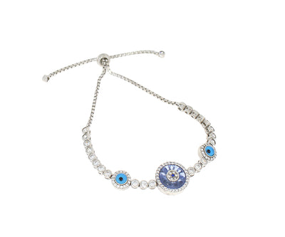 Damenarmband ziehbarer Verschluss Nazar mit Steinen Silber