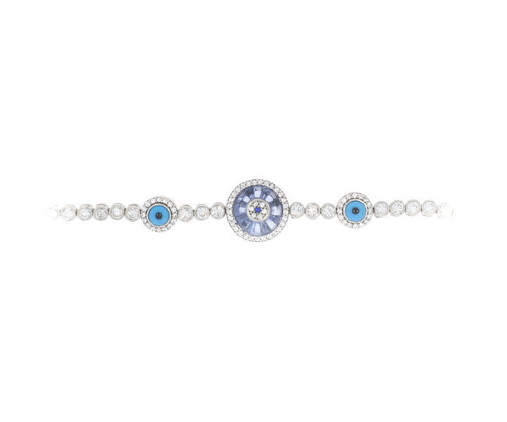 Damenarmband ziehbarer Verschluss Nazar mit Steinen Silber