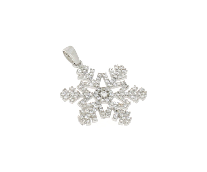 Schneeflocken mit Steinen Anhänger Silber