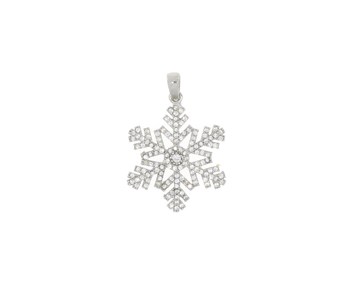 Schneeflocken mit Steinen Anhänger Silber